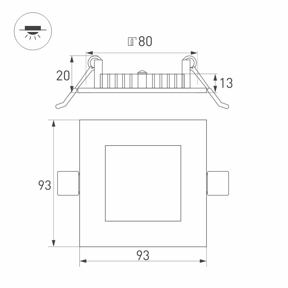 Встраиваемый светильник Arlight DL-93X93M