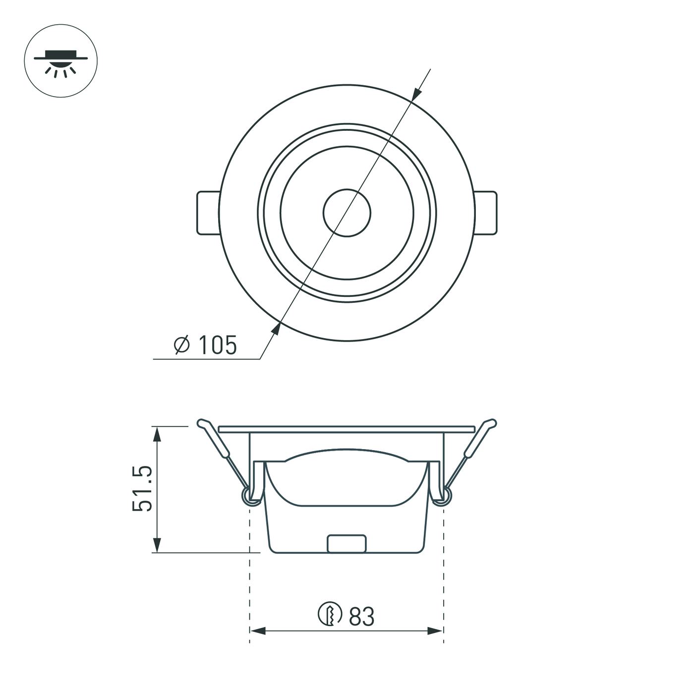 Поворотный встраиваемый светильник Arlight LTD-POLAR-TURN-R105