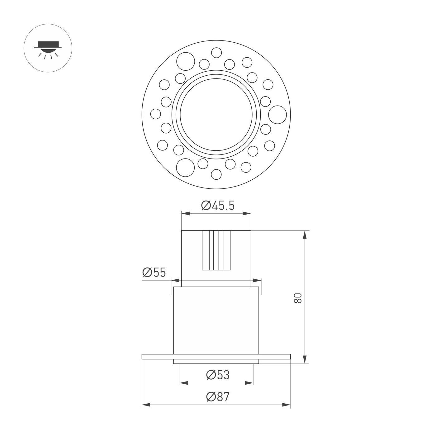 Встраиваемый светильник Arlight MS-INVISIO-TRIMLESS-R55